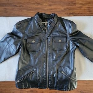 Womens brown faux leather jacket